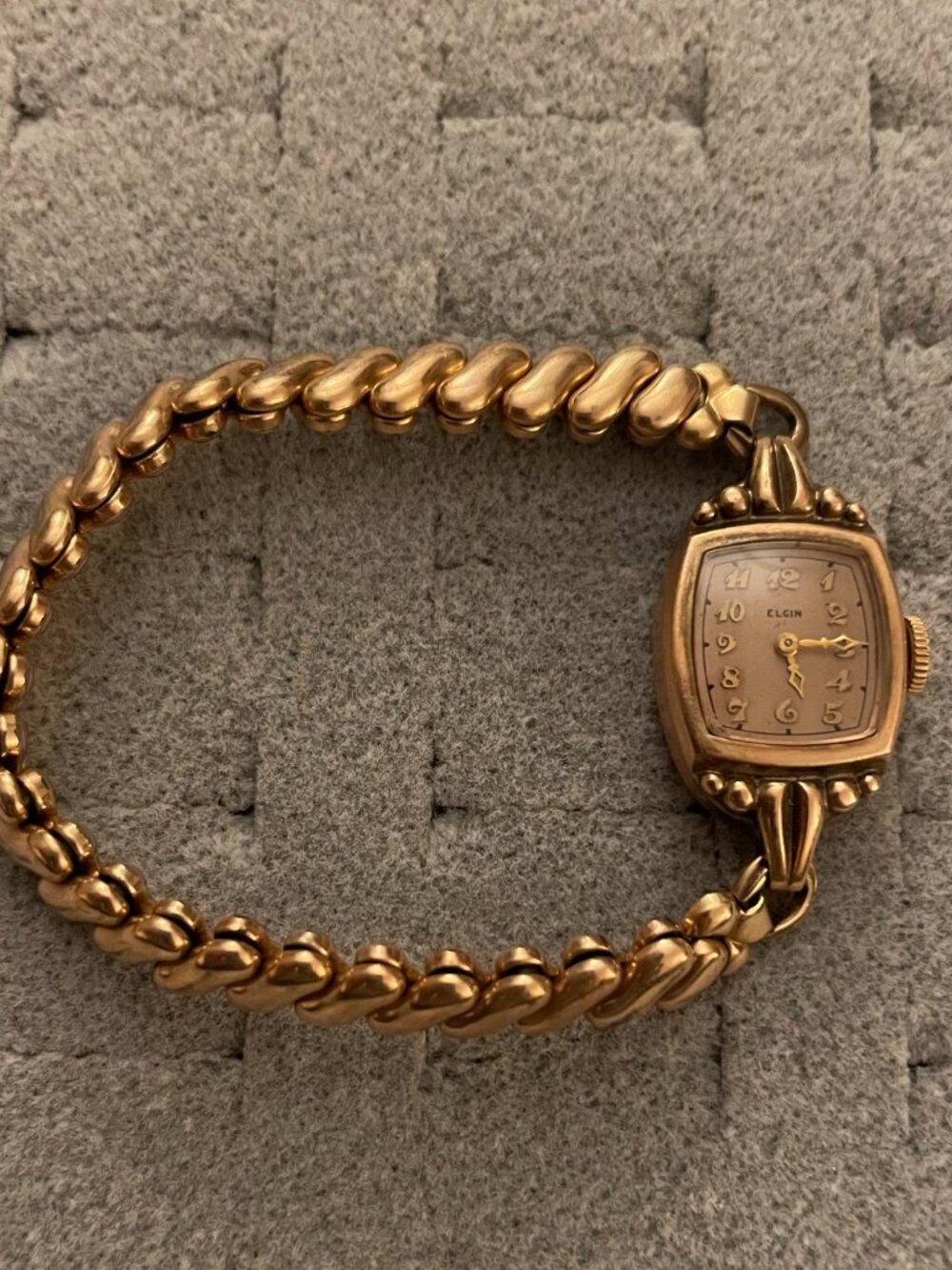 Vintage Gold Watch Elgin 1940s Deco Mid Century 10k Gold Filled Not Working - Picture 6 of 9